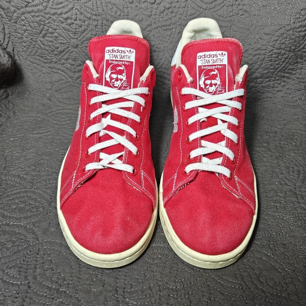 Adidas Stan Smith Scarlet Canvas Classic Logo Retro Sneakers Men's Shoe Size 8.5
